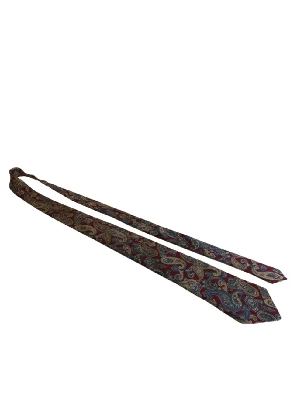 Hardy Amies London Silk Tie Red Blue Beige Paisley Mens Necktie Work Formal Gift
